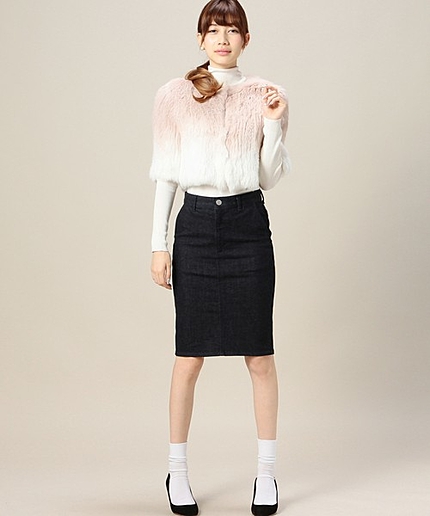 BYMC YVES SALOMON ラビットファーボレロ/ピンク