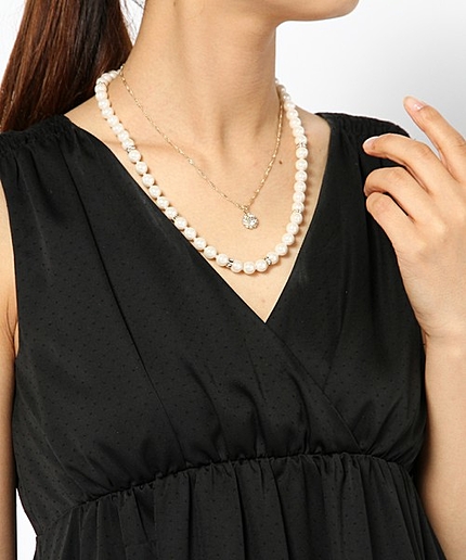 ビジュートップパール２連ネックレス