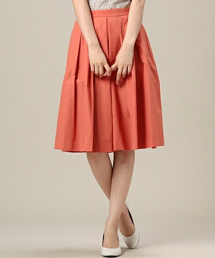 BYSF ナイロンタックフレアミドルスカート  ◆◆◆