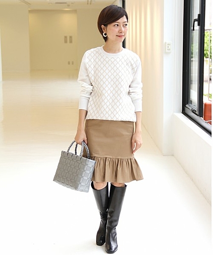 ＜blanc basque（ブランバスク）＞ チノストレッチ スソギャザー スカート