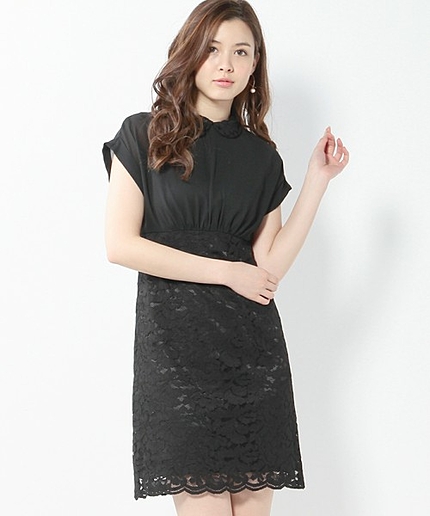 JPCL フハク/レース 切り替え エリツキ ワンピース / PARTY / 結婚式