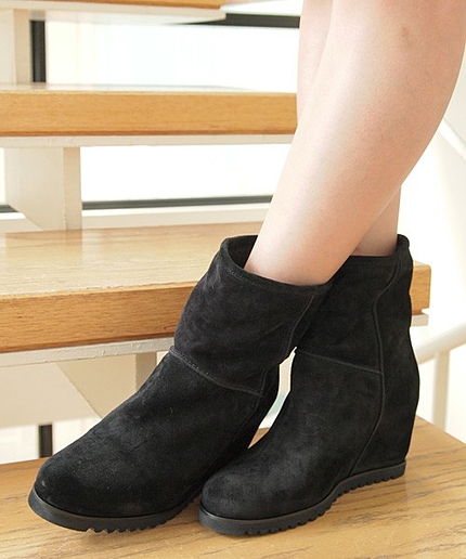 BYSF FABIO RUSCONI スウェード&ボア インヒールショートブーツ ◆§3