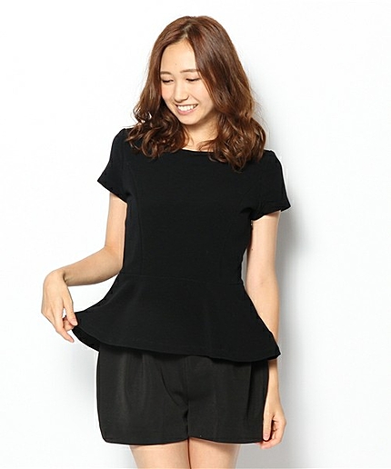 JOCCA リップルニット ペプラムプルオーバー