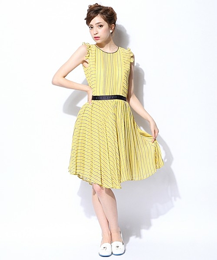 ストライプシフォンワンピース