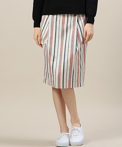 BYSF マルチストライプタックミドルスカート