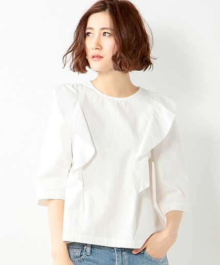 ＜SACRA（サクラ）＞コットン  ショルダー フリル ブラウス 15SS
