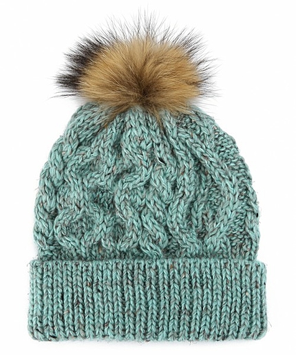 BYBC ファーポンポン ケーブルニットキャップ ▽