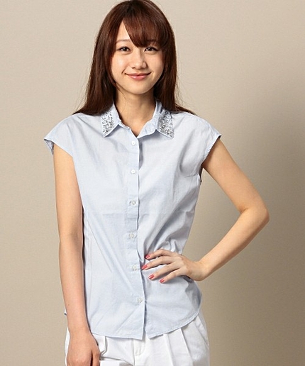 BYSF ビジューカラーフレンチスリーブシャツ ◆◆