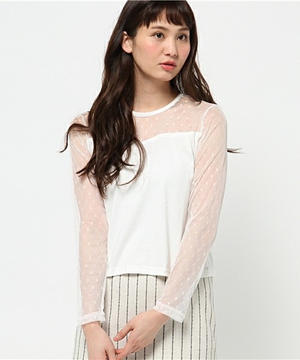 WEGO/シースルー切替Tシャツ