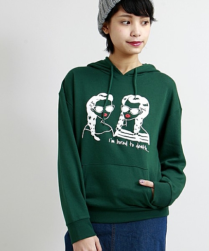 ΠWEGO/ガールプリントプルパーカー