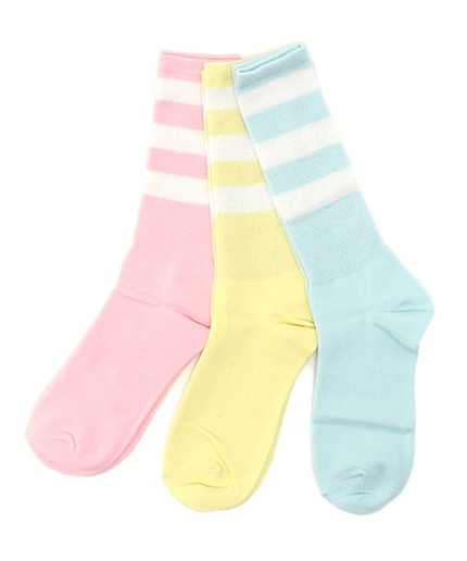 WEGO/パステル3Pラインソックス