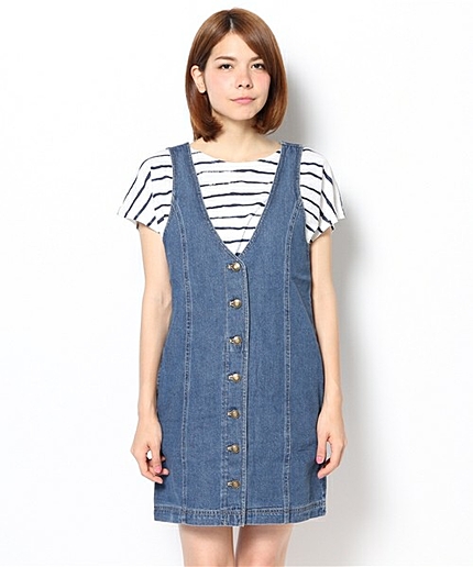 WEGO/デニム前ボタンワンピース
