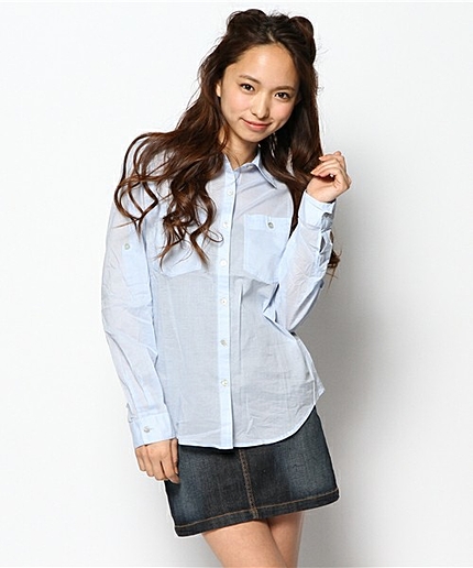 [GIORDANO]プレーン無地コットン長袖シャツ