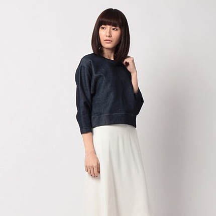 裏パイルデニムショートプルオーバー