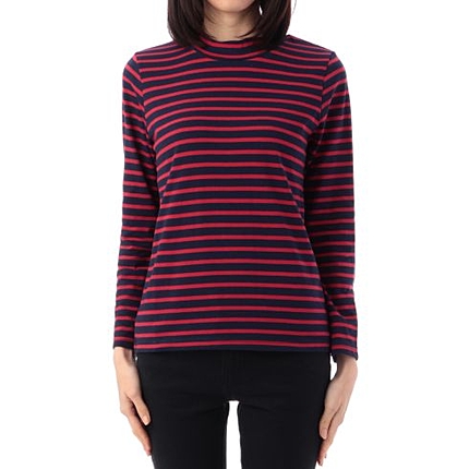 ハイネックボーダーカットソー