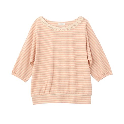 ラメボーダー七分袖カットソー