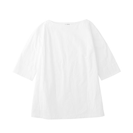 スラッシュドネック五分袖ブラウス