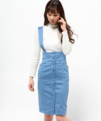 WEGO/前ボタンペンシルジャンパースカート