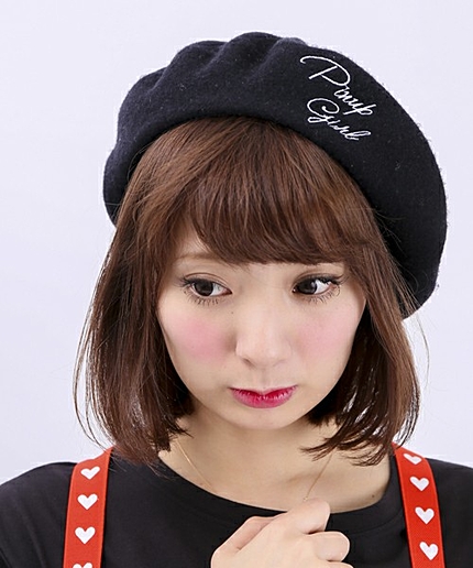 WEGO/フェイクレザーパイピングベレー帽