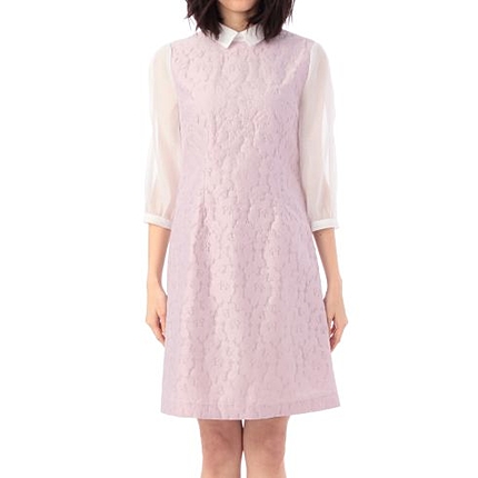 レースシルエット切り替えワンピース