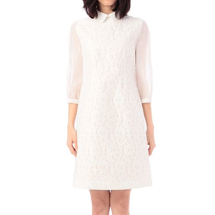 レースシルエット切り替えワンピース