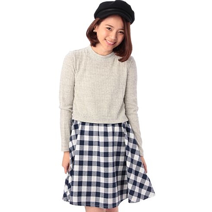 ギンガムチェックドッキングワンピース