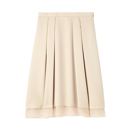 [S]レイヤード風ミモレ丈プリーツスカート