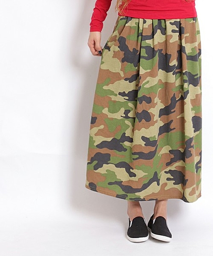 [GIORDANO]ライオン刺繍スウェットマキシスカート