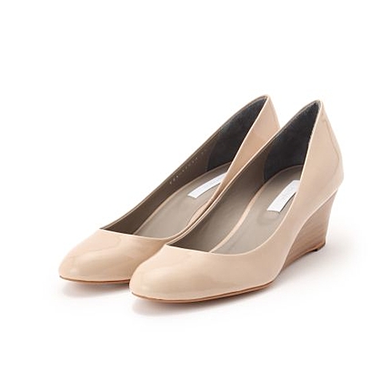 ヤギ革エナメルウェッジパンプス