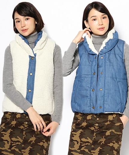 WEGO/リバーシブル中綿ベスト