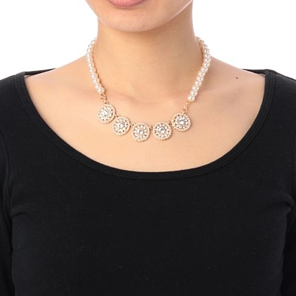 サークルモチーフパールネックレス