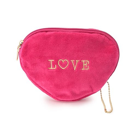 チャームつきハート型パイルポーチ