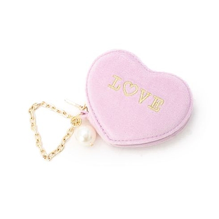 ロゴ刺しゅう入りハート型コインケース