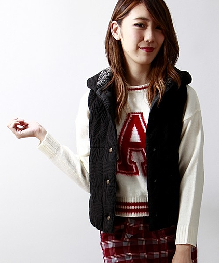 WEGO/ニット中綿ベスト