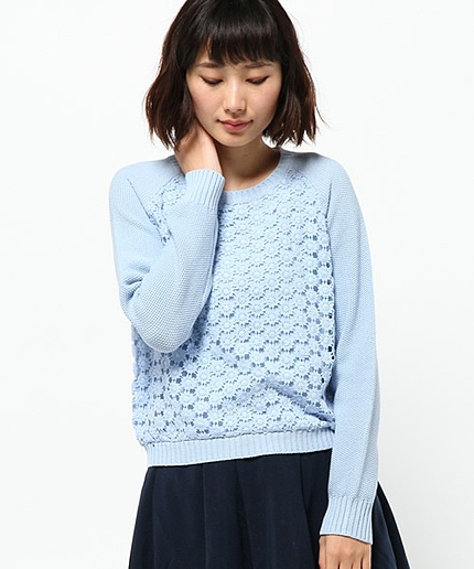 WEGO/レース切替ニット