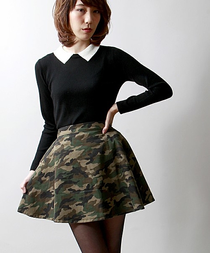 WEGO/迷彩フレアスカート