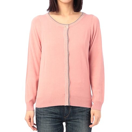 配色クルーネックニットカーディガン