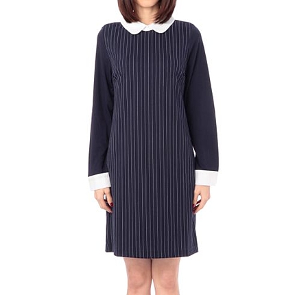 ポンチストライプ襟付きワンピース