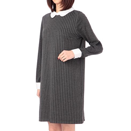 ポンチストライプ襟付きワンピース