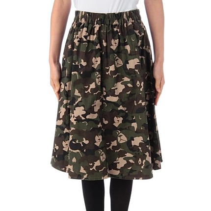 クマ迷彩柄ミモレスカート