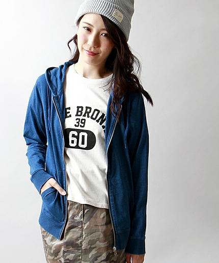 WEGO/インディゴジップパーカー