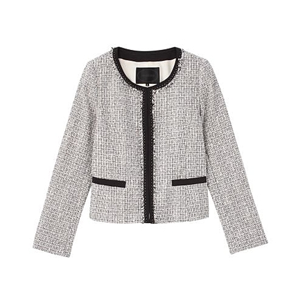 テープ使いノーカラーツイードジャケット