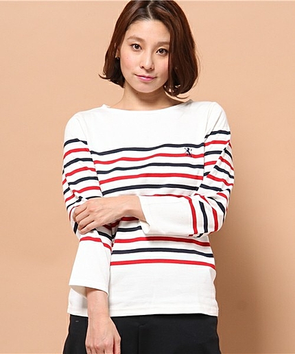 [GIORDANO]天竺ボーダー長袖Ｔシャツ