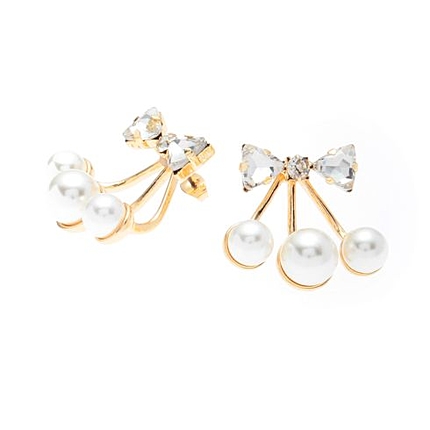 リボン&パールビーズピアス
