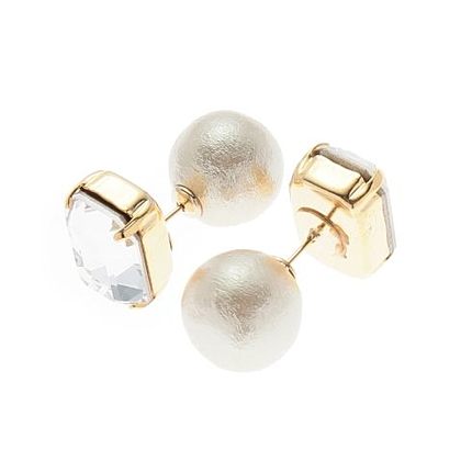 CARUTINAスクエアビジューフェイクパールピアス