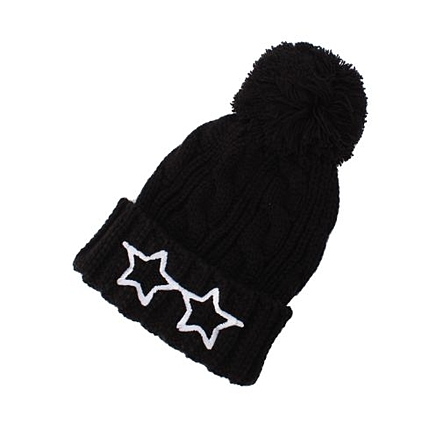 スター刺しゅう入りケーブルニット帽