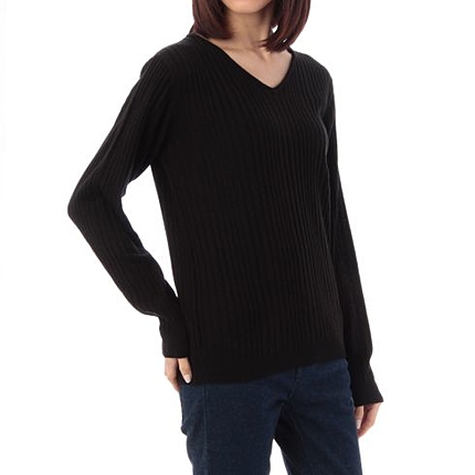 変則リブVネックニット