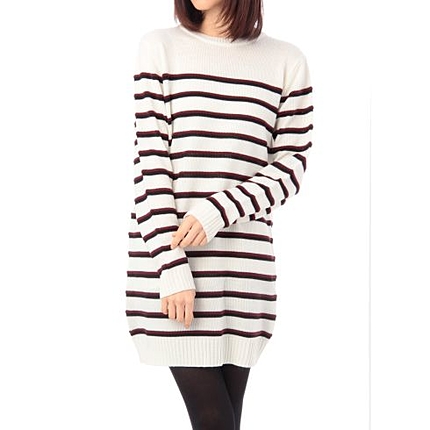 立体2トーンボーダーニットワンピース