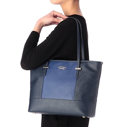 メッシュ調&配色合皮トートバッグ