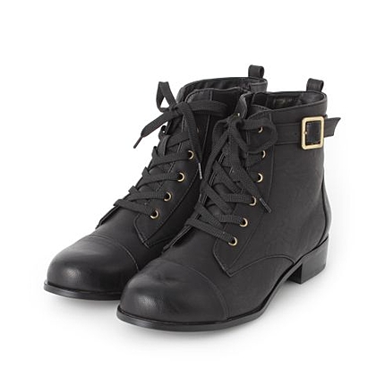 レースアップバックルアンクルブーツ